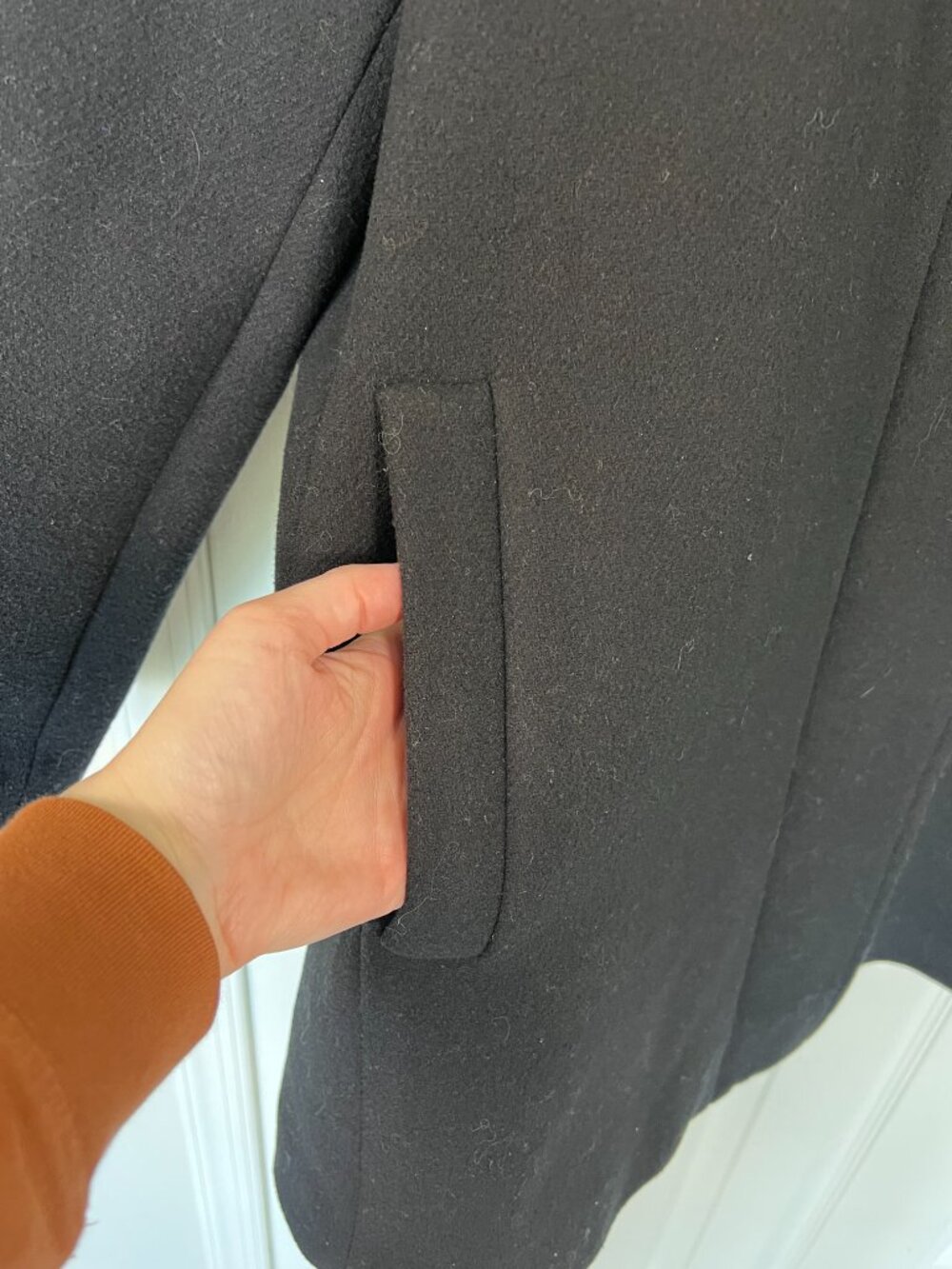 J.Crew Factory Wool Blend High Neck Long Coat with Hidden Zipper Black Size 16 - Picture 4 of 11